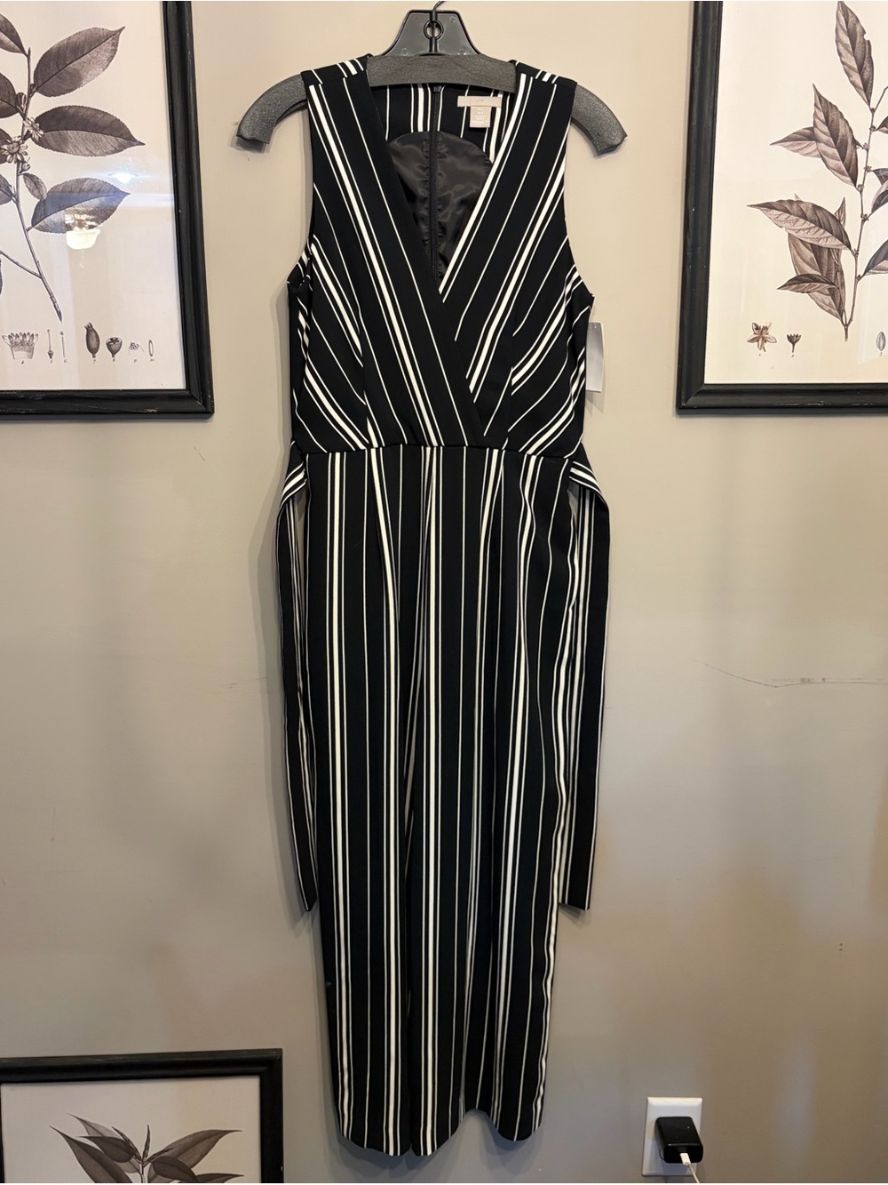 NWT H&M White Black Striped Jumpsuit Size 4